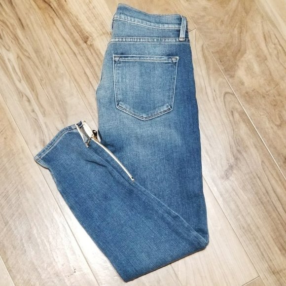 FRAME Le Garcon Low Rise Boyfriend Blue Jeans 23 Womens Slim Straight Step Ankle - Picture 6 of 12
